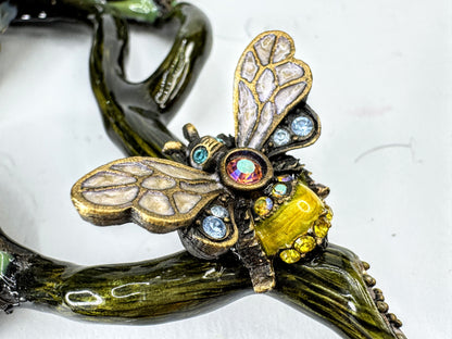 Vintage Jay Strongwater Hydrangea Bee Jeweled Enamel Display SS389