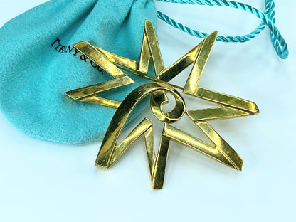 Paloma Picasso For Tiffany & Co. Star Geometric Brooch in 18k Gold JR9233