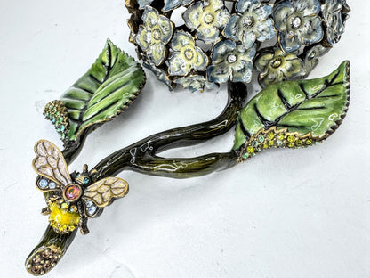 Vintage Jay Strongwater Hydrangea Bee Jeweled Enamel Display SS389
