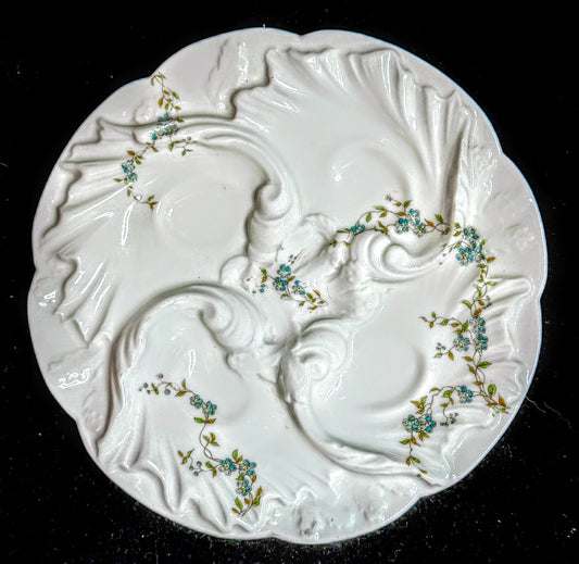 Antique Rosenthal Selb Bavaria Oyster Plate Floral Relief 7.5” A944