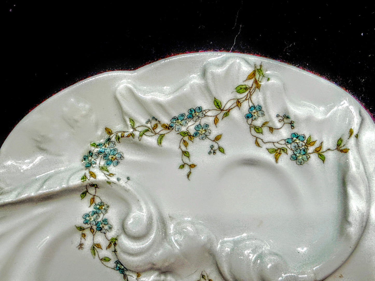 Antique Rosenthal Selb Bavaria Oyster Plate Floral Relief 7.5” A944