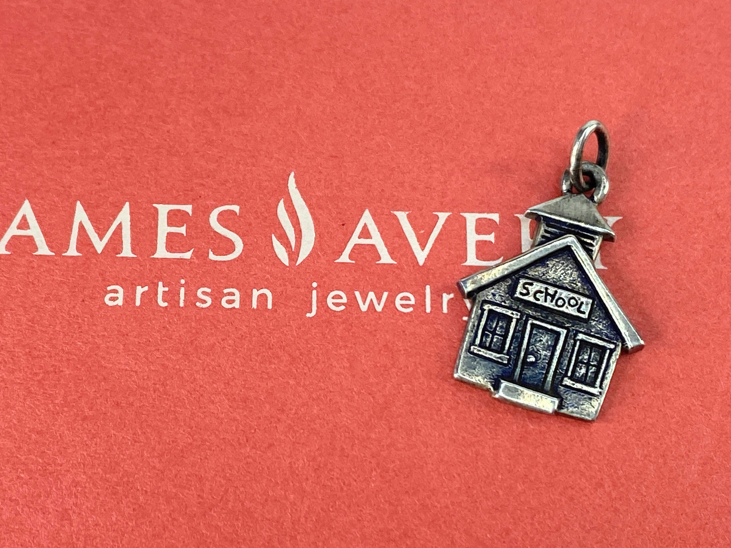 James Avery Sterling Silver School House Charm Retired 2.1g 7/8" JR0002