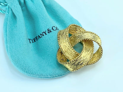 Tiffany & Co 18K Ribbon Knot texture brooch JR9226