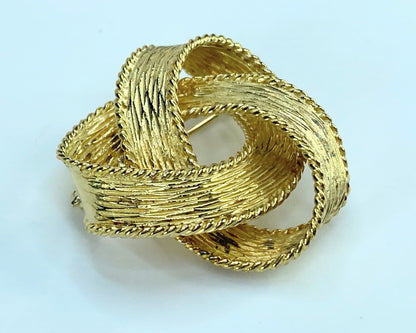 Tiffany & Co 18K Ribbon Knot texture brooch JR9226