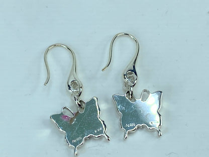 Vintage Gucci Sterling Silver Butterfly Dangle Earrings with pouch GS668