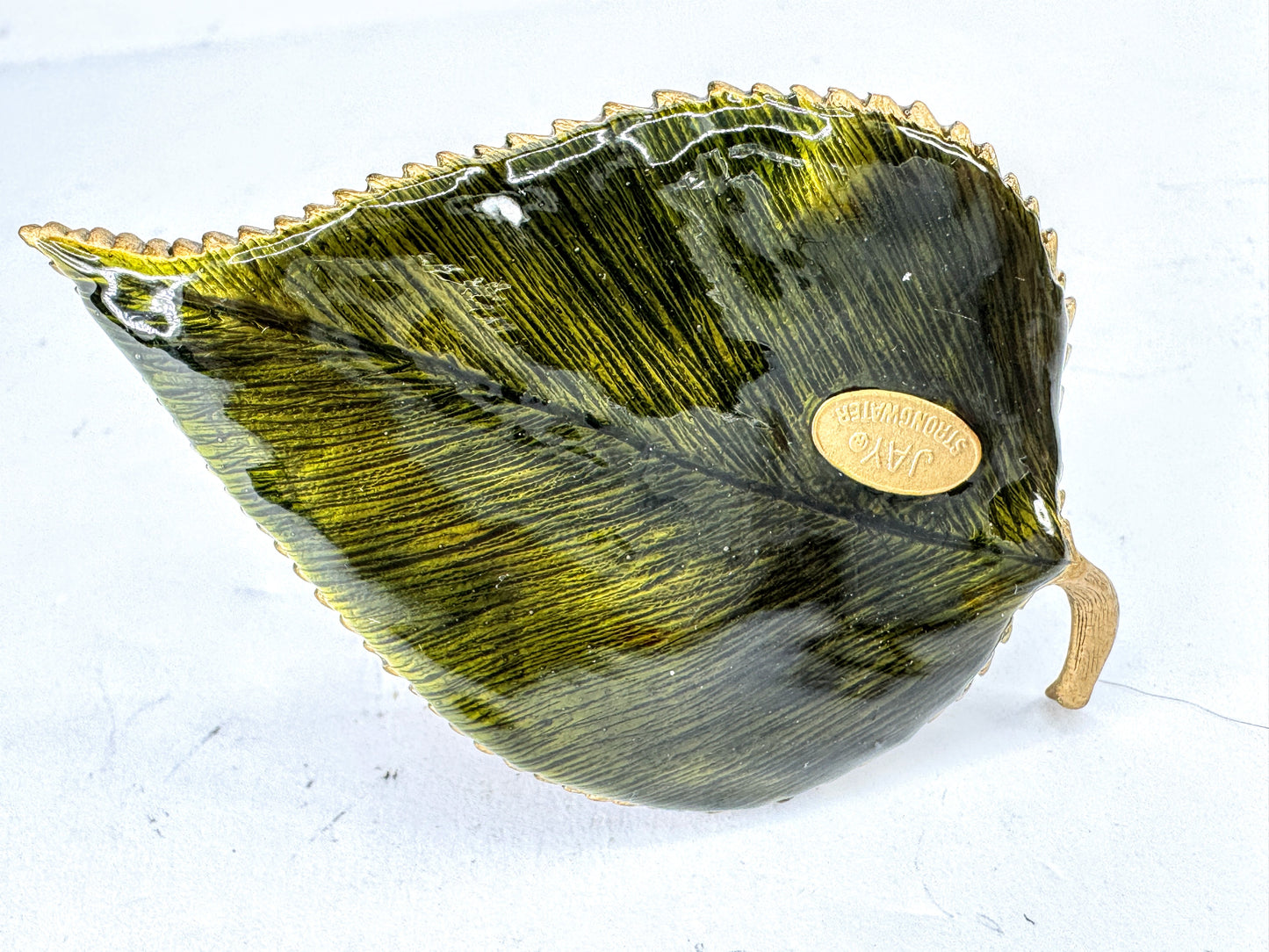 Vintage Jay Strongwater Frog Leaf Flower Jeweled Enameled Keepsake Box SS386
