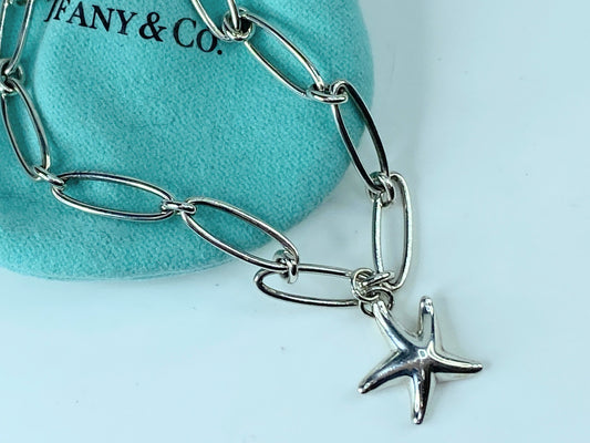 Tiffany & Co. Elsa Peretti Vintage Sterling Silver Starfish Charm Bracelet, 7.5"