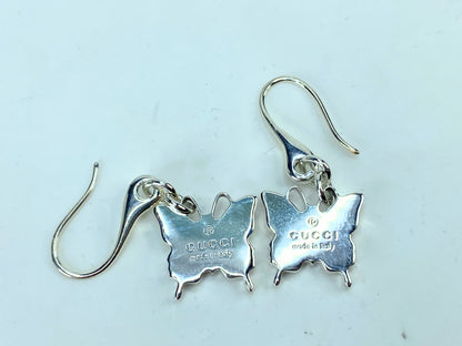 Vintage Gucci Sterling Silver Butterfly Dangle Earrings with pouch GS668