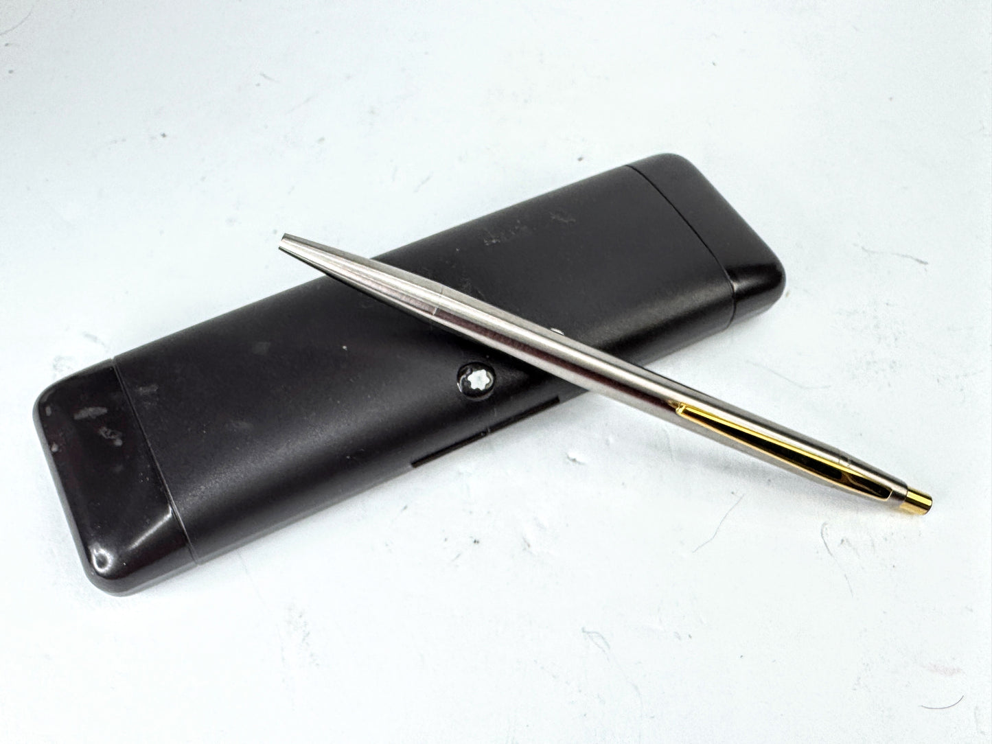 Vintage Montblanc Noblesse Slimline ballpoint pen box retractable engraved SS391