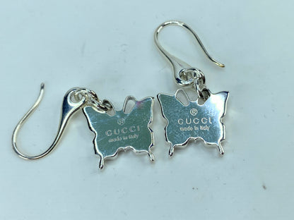 Vintage Gucci Sterling Silver Butterfly Dangle Earrings with pouch GS668