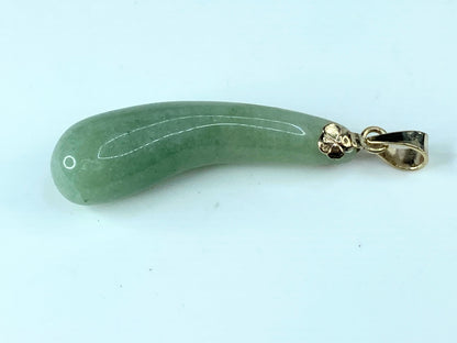 14K yellow gold 11.2ct Jadeite Eggplant Pendant 5.7g 1 1/4" 5.45mm JR0003