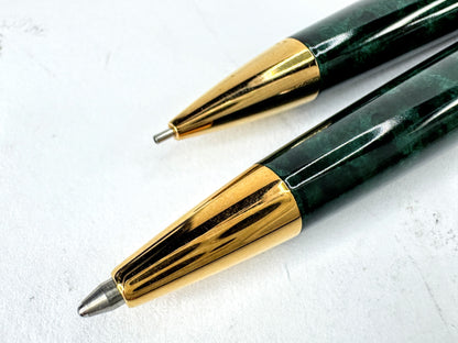 Vintage Waterman Hemisphere Green Marble Lacquer Pen and Pencil Set SS392
