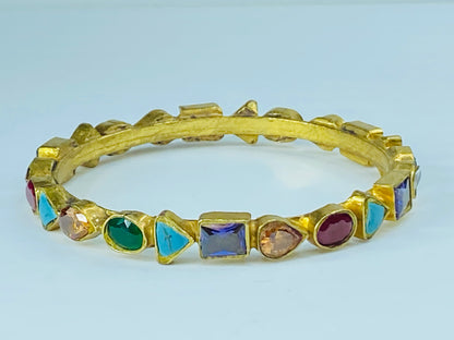 Bezel Set Multi Shape Multicolor color gemstone bangle