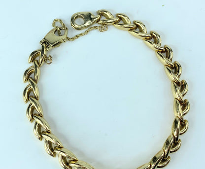 14K yellow gold Fancy Braid link bracelet 6.8mm 11.6g 7.5" JR0006