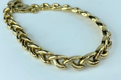 14K yellow gold Fancy Braid link bracelet 6.8mm 11.6g 7.5" JR0006