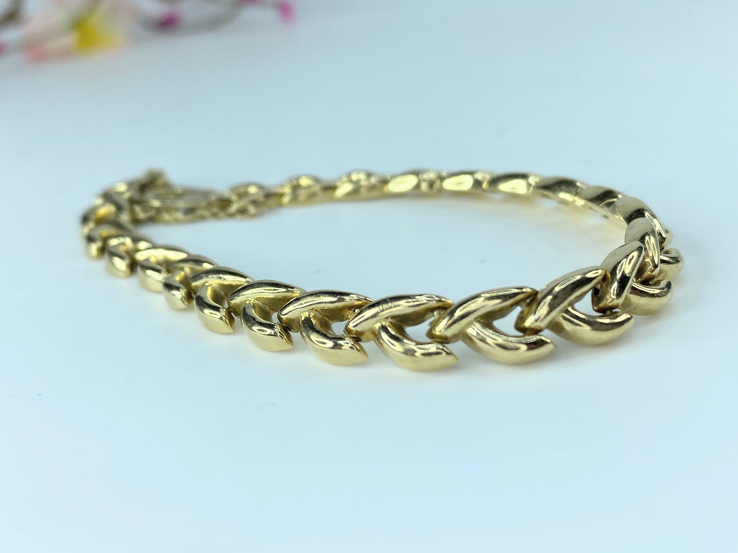 14K yellow gold Fancy Braid link bracelet 6.8mm 11.6g 7.5" JR0006