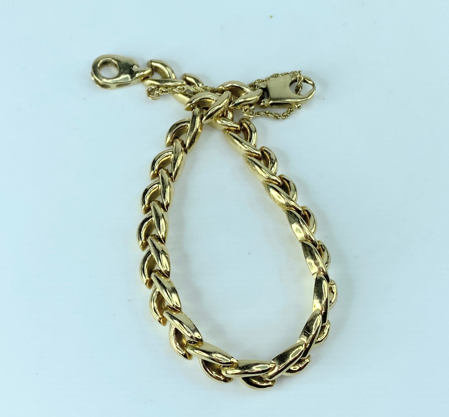 14K yellow gold Fancy Braid link bracelet 6.8mm 11.6g 7.5" JR0006