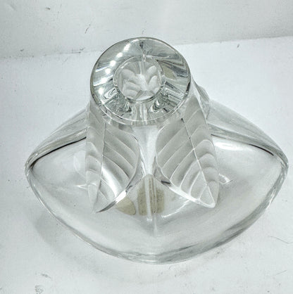 Art GlassVintage Lalique France Frosted Crystal Osumi Leaf Vase mint A984
