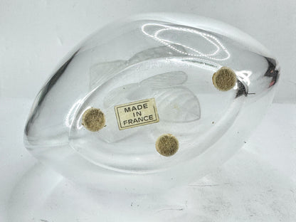 Art GlassVintage Lalique France Frosted Crystal Osumi Leaf Vase mint A984
