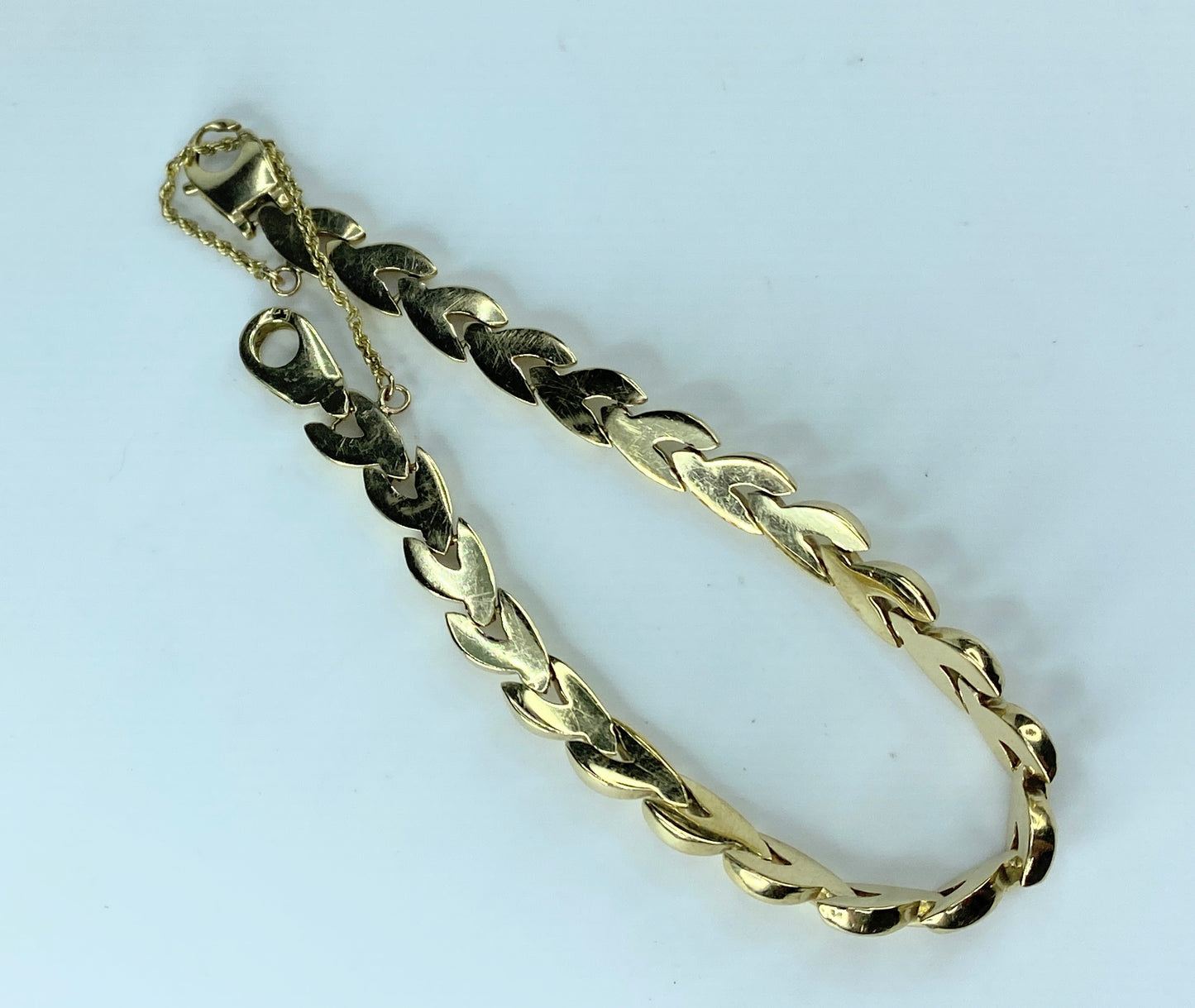 14K yellow gold Fancy Braid link bracelet 6.8mm 11.6g 7.5" JR0006