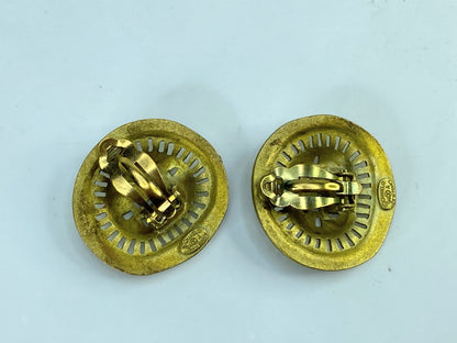 Vintage Chanel Gold Gilded Metal Hammered Cutout Earrings, 1994 GS672
