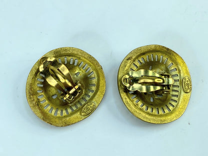 Vintage Chanel Gold Gilded Metal Hammered Cutout Earrings, 1994 GS672