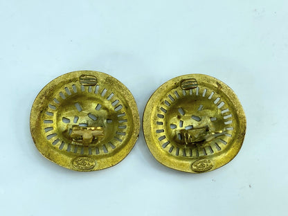Vintage Chanel Gold Gilded Metal Hammered Cutout Earrings, 1994 GS672