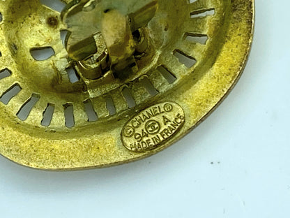 Vintage Chanel Gold Gilded Metal Hammered Cutout Earrings, 1994 GS672