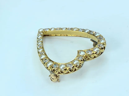 Antique Tiffany & Co. 0.9ct Diamond Seed Pearl 18K Brooch JR9228