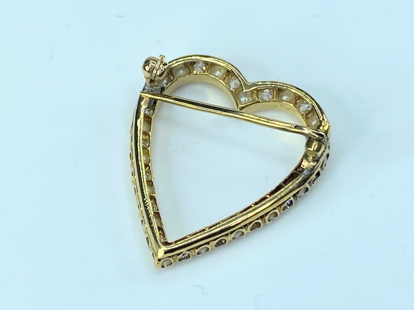 Antique Tiffany & Co. 0.9ct Diamond Seed Pearl 18K Brooch JR9228