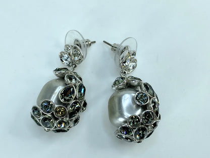 Swarovski Pearl Green Rhinestones earrings Grey Pearl GS673