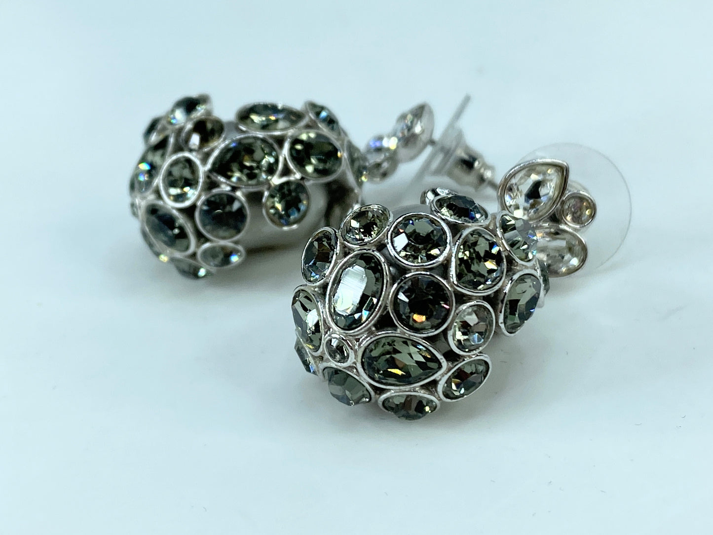 Swarovski Pearl Green Rhinestones earrings Grey Pearl GS673