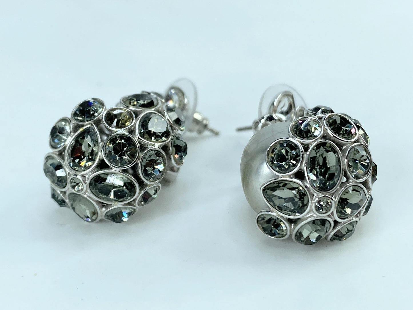 Swarovski Pearl Green Rhinestones earrings Grey Pearl GS673