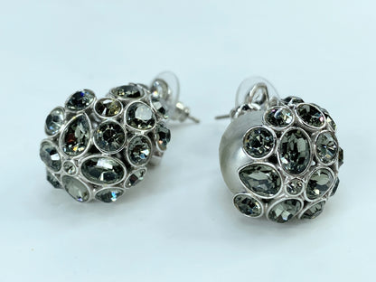 Swarovski Pearl Green Rhinestones earrings Grey Pearl GS673