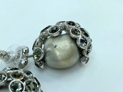 Swarovski Pearl Green Rhinestones earrings Grey Pearl GS673