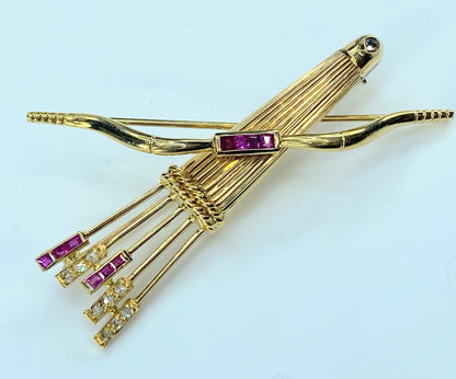 Cartier 18K Gold "Quiver and Arrows" Brooch 8.2g JR9236