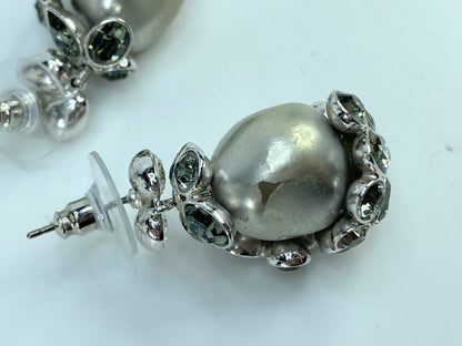 Swarovski Pearl Green Rhinestones earrings Grey Pearl GS673
