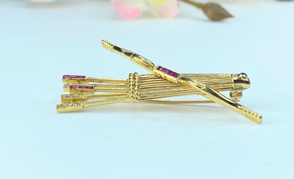 Cartier 18K Gold "Quiver and Arrows" Brooch 8.2g JR9236