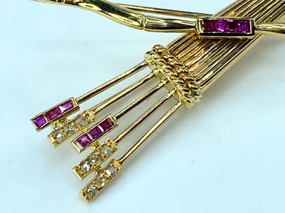 Cartier 18K Gold "Quiver and Arrows" Brooch 8.2g JR9236