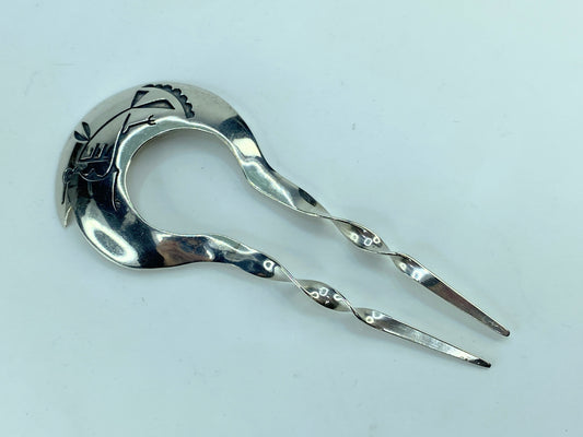 Old Pawn Navajo Sterling Silver Hair Comb, Stick Hair Pin 20.8g 4.5" x 7" SS83