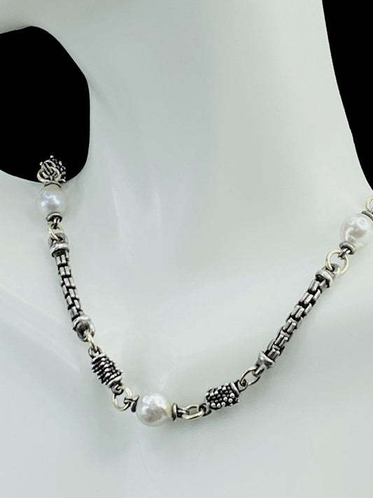 Michael Dawkins Sterling cultured Pearl necklace 17.5" JR8598