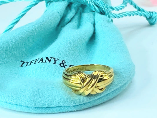 Tiffany & Co. 18 Karat Gold 'X' Ring 6.8g s6 JR9237