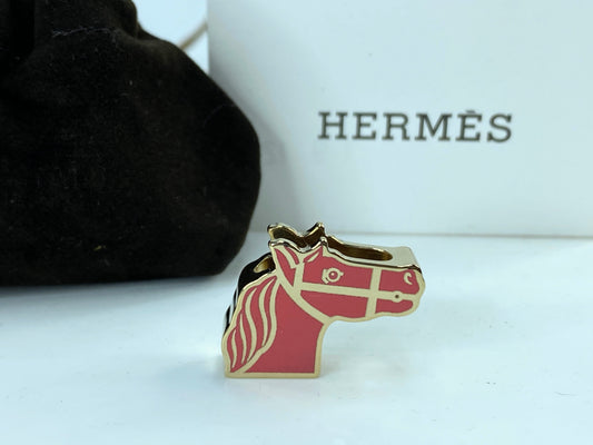 Vintage Hermès Twilly Ring Cadrege reversible Scarf Anneau Pink Golden with pouch GS676