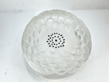 Lalique crystal powder box / vanity box, Dahlia model - signed Lidded Jar A989