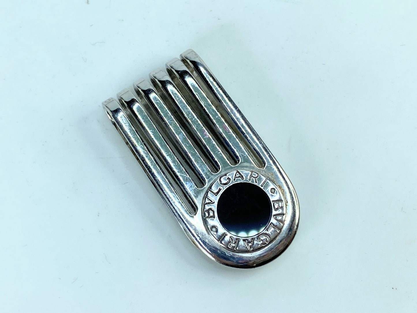 Vintage BVLGARI Bulgari Money Clip Silver 925 Onyx Wallet GS677