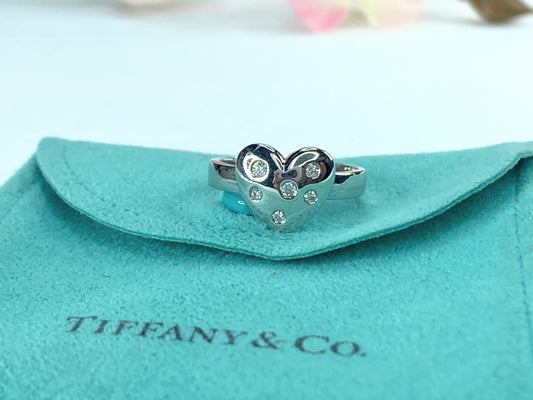 Tiffany & Co. Etoile Diamond 18k White Gold Heart Ring JR9230