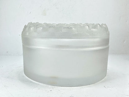Lalique crystal powder box / vanity box, Dahlia model - signed Lidded Jar A989