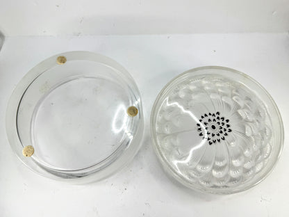 Lalique crystal powder box / vanity box, Dahlia model - signed Lidded Jar A989