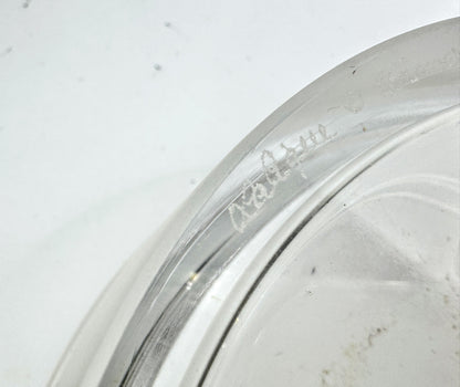 Lalique crystal powder box / vanity box, Dahlia model - signed Lidded Jar A989