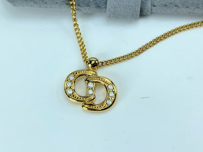 NEW old stock Christian Dior "CD" Logo Tie Chain, Gold Tone with pouch GS678